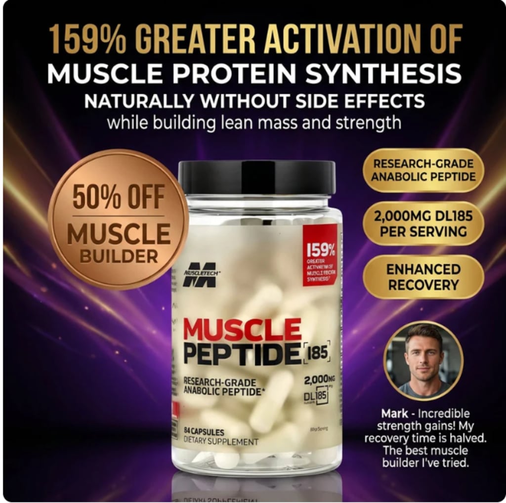 MUSCLE PEPTIDE 185 SUPPLEMENTS BUILD LEAN MUSCLE 3X FASTER